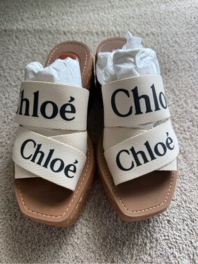 Chloe White Woody Espadrilles